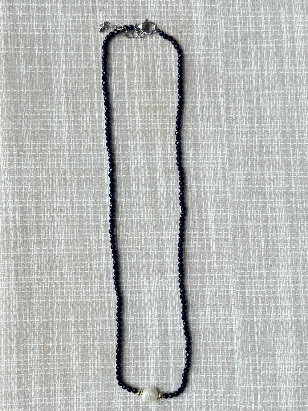 NWOT Tuckernuck Dark Blue Spinel and Pearl Necklace